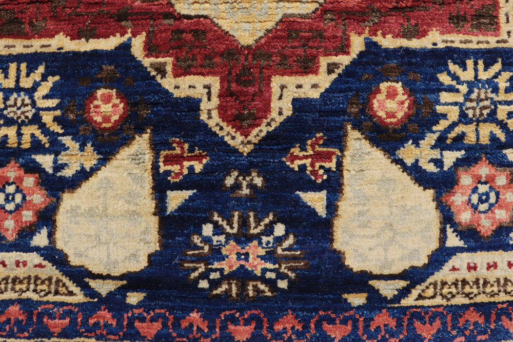 handmade Geometric Mamluk Blue Red Hand Knotted RECTANGLE 100% WOOL area rug 2 x 3