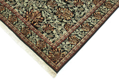 handmade Transitional Honeysuckle Black Green Hand Knotted RECTANGLE 100% WOOL area rug 6x9