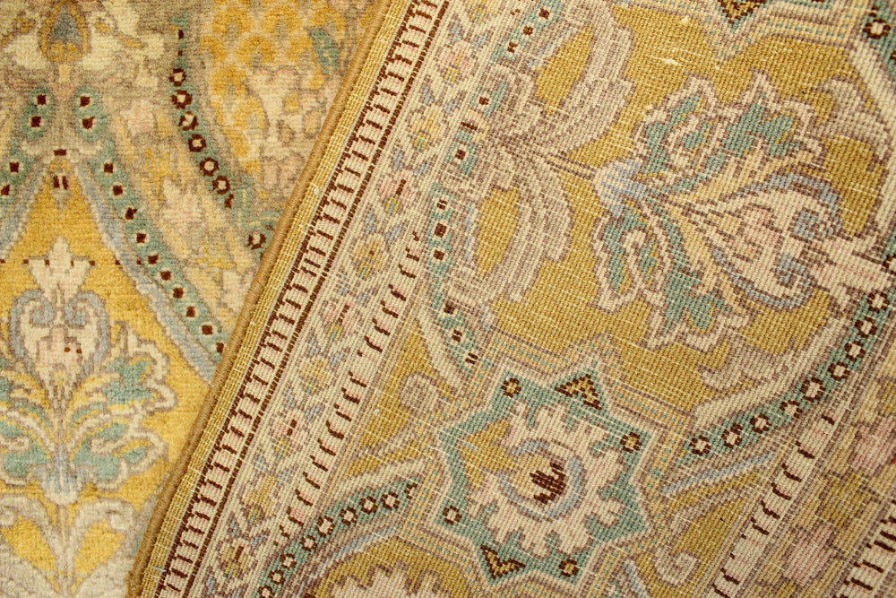 handmade Transitional Tabriz Gold Green Hand Knotted RECTANGLE 100% WOOL area rug 6x9
