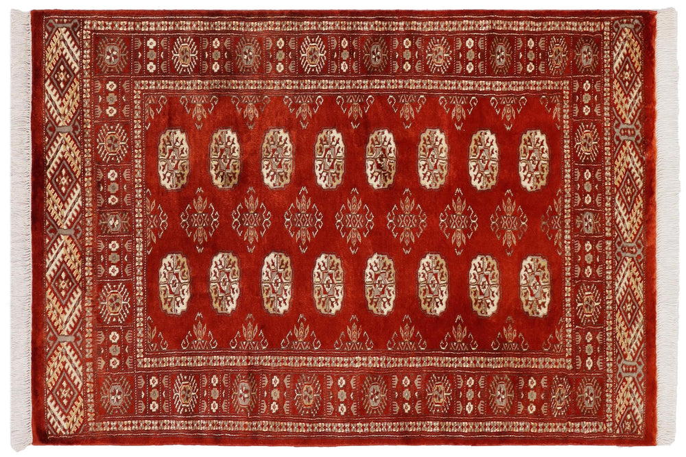 handmade Geometric Bokhara Rust Gray Hand Knotted RECTANGLE 100% WOOL area rug 3X5