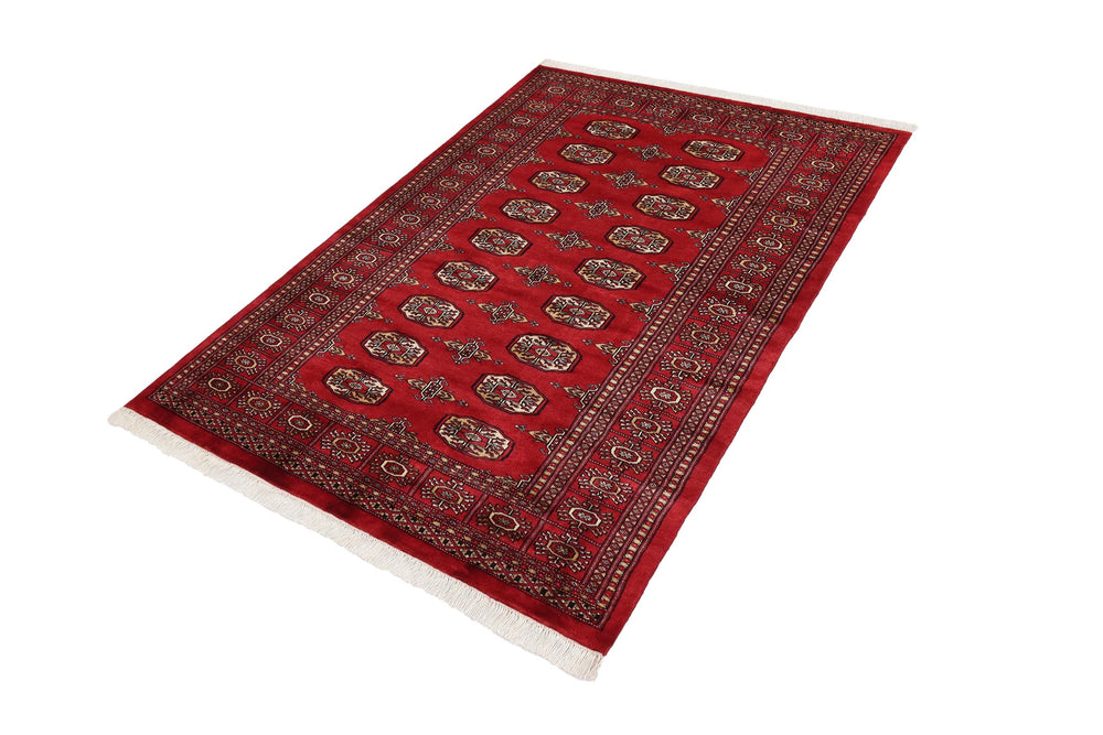 handmade Geometric Bokhara Red Beige Hand Knotted RECTANGLE 100% WOOL area rug 4X6