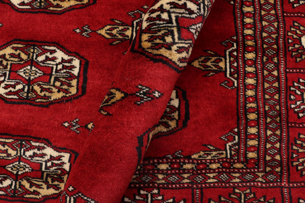 handmade Geometric Bokhara Red Beige Hand Knotted RECTANGLE 100% WOOL area rug 4X6