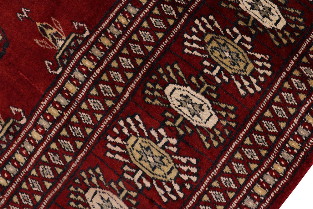 handmade Geometric Bokhara Red Gray Hand Knotted RECTANGLE 100% WOOL area rug 4X6
