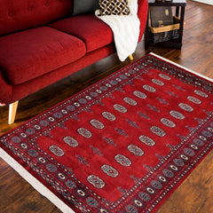handmade Geometric Bokhara Red Blue Hand Knotted RECTANGLE 100% WOOL area rug 4X6