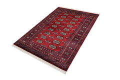 handmade Geometric Bokhara Red Blue Hand Knotted RECTANGLE 100% WOOL area rug 4X6