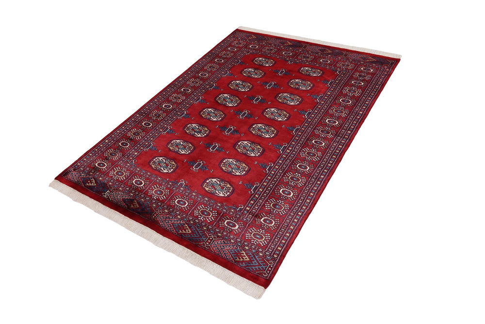 handmade Geometric Bokhara Red Blue Hand Knotted RECTANGLE 100% WOOL area rug 4X6