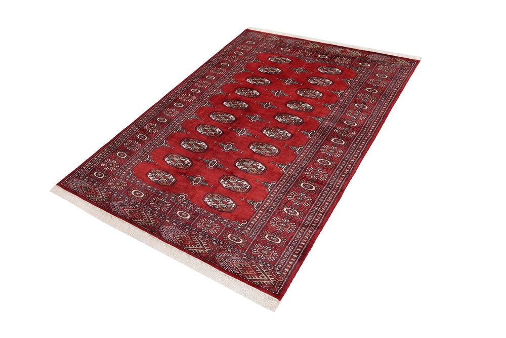 handmade Geometric Bokhara Red Rust Hand Knotted RECTANGLE 100% WOOL area rug 4X6