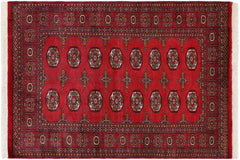 handmade Geometric Bokhara Red Beige Hand Knotted RECTANGLE 100% WOOL area rug 4X6
