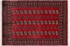 handmade Geometric Bokhara Red Beige Hand Knotted RECTANGLE 100% WOOL area rug 4X7