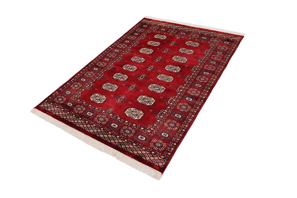 handmade Geometric Bokhara Red Blue Hand Knotted RECTANGLE 100% WOOL area rug 4X6