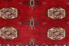 handmade Geometric Bokhara Red Blue Hand Knotted RECTANGLE 100% WOOL area rug 4X6