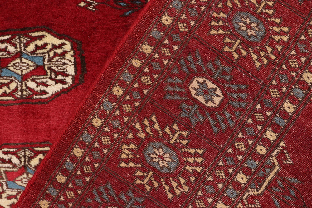 handmade Geometric Bokhara Red Blue Hand Knotted RECTANGLE 100% WOOL area rug 4X6