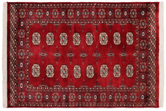 handmade Geometric Bokhara Red Blue Hand Knotted RECTANGLE 100% WOOL area rug 4X6