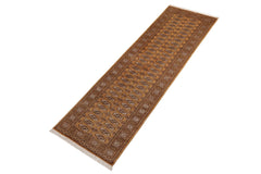 handmade Geometric Bokhara Brown Beige Hand Knotted RECTANGLE 100% WOOL area rug 3X9