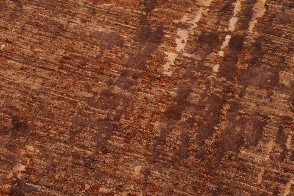handmade Modern Modern Rust Brown Hand Knotted RECTANGLE WOOL&SILK area rug 10' x 14'