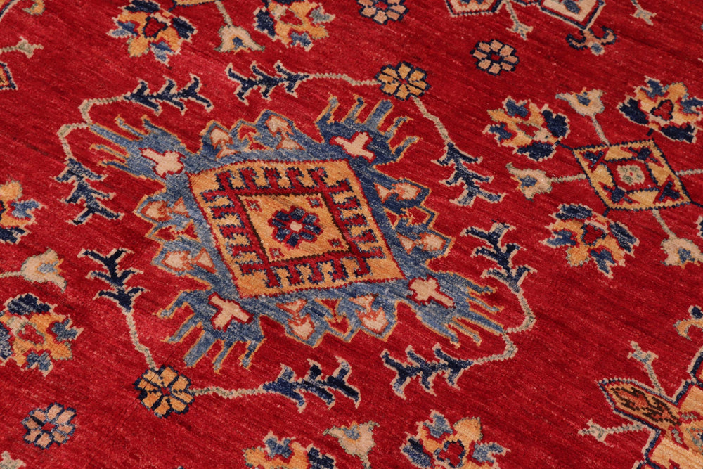 handmade Geometric Super Kazak Red Beige Hand Knotted RECTANGLE 100% WOOL area rug 8' x 10'