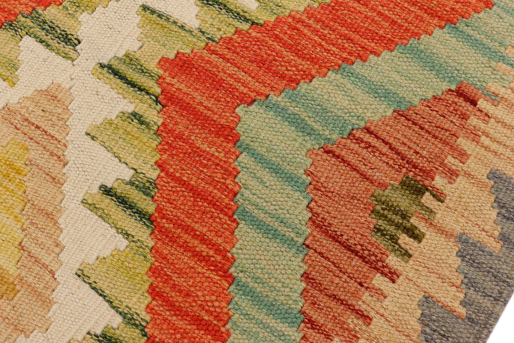 handmade Geometric Kilim Gray Beige Hand-Woven RECTANGLE 100% WOOL area rug 2' x 3'