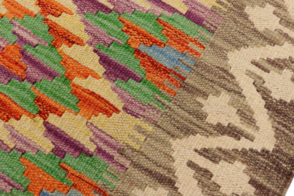 handmade Geometric Kilim Gray Beige Hand-Woven RECTANGLE 100% WOOL area rug 2' x 3'