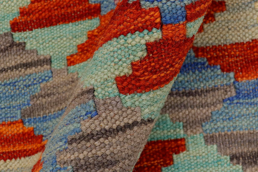 handmade Geometric Kilim Gold Rust Hand-Woven RECTANGLE 100% WOOL area rug 2' x 3'