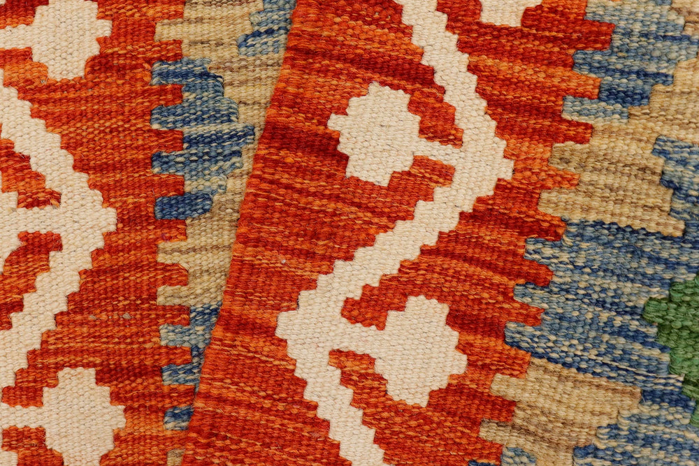 handmade Geometric Kilim Rust Beige Hand-Woven RECTANGLE 100% WOOL area rug 2' x 3'