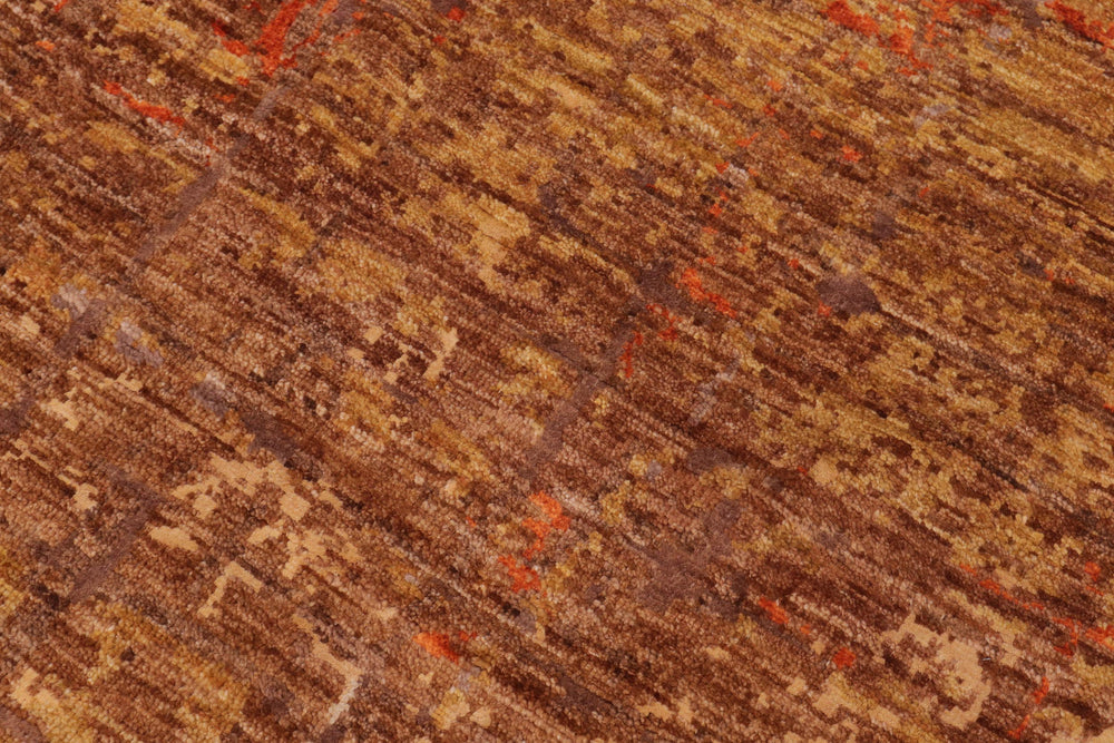handmade Modern Modern Rust Gold Hand Knotted RECTANGLE WOOL&SILK area rug 8' x 10'