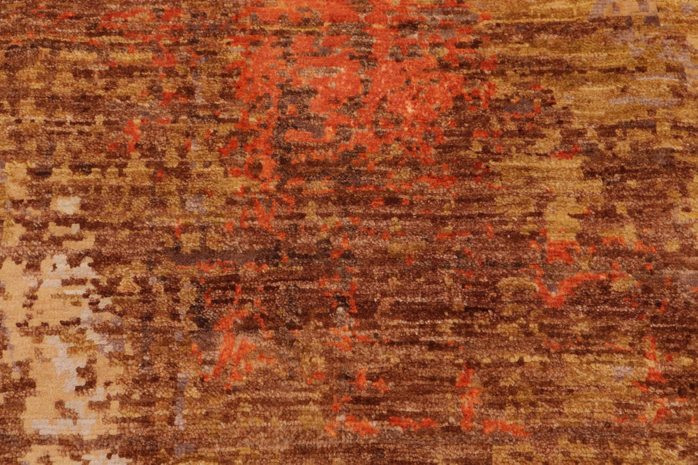 handmade Modern Modern Rust Gold Hand Knotted RECTANGLE WOOL&SILK area rug 8' x 10'