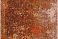 handmade Modern Modern Rust Gold Hand Knotted RECTANGLE WOOL&SILK area rug 8' x 10'