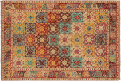 handmade Geometric Balouchi Red Beige Hand Knotted RECTANGLE 100% WOOL area rug 4x6