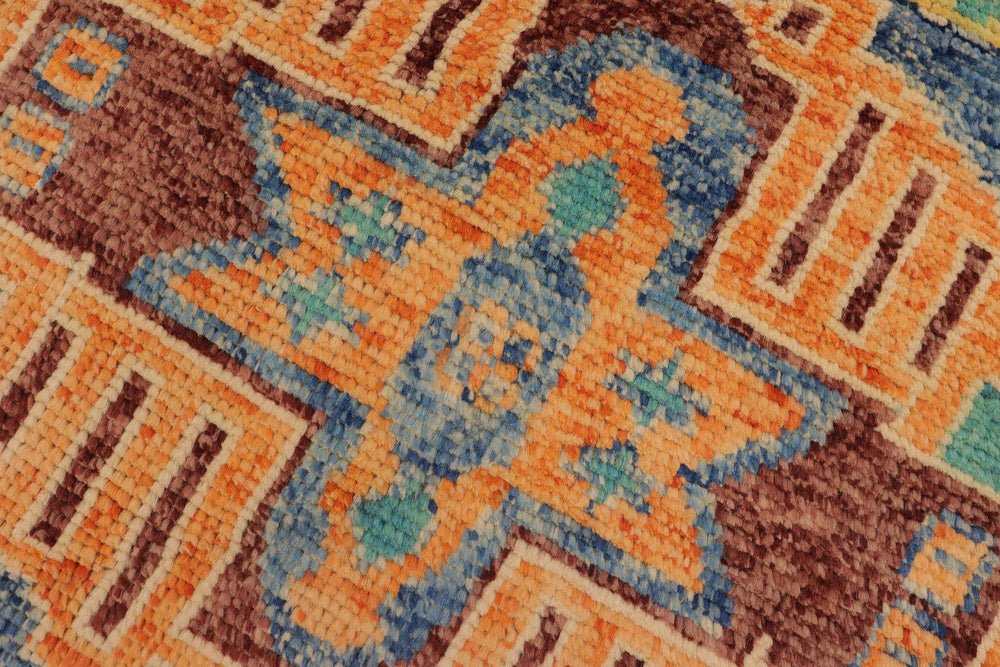 handmade Geometric Balouchi Blue Beige Hand Knotted RECTANGLE 100% WOOL area rug 4x6