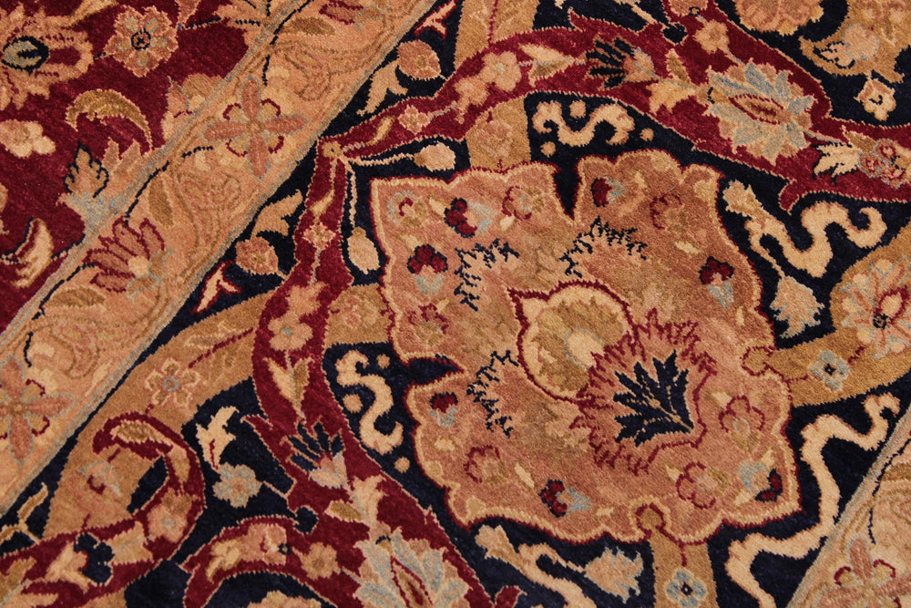 handmade Transitional Anmol Agra Red Blue Hand Knotted RECTANGLE 100% WOOL area rug 9x12