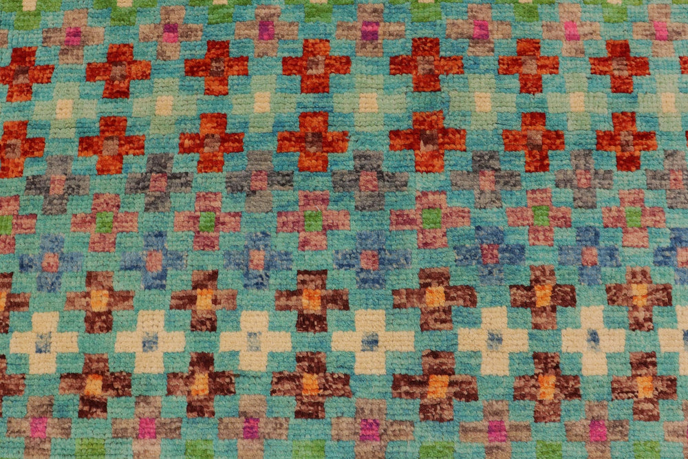 handmade Modern Balouchi Blue Orange Hand Knotted RECTANGLE 100% WOOL area rug 5x8