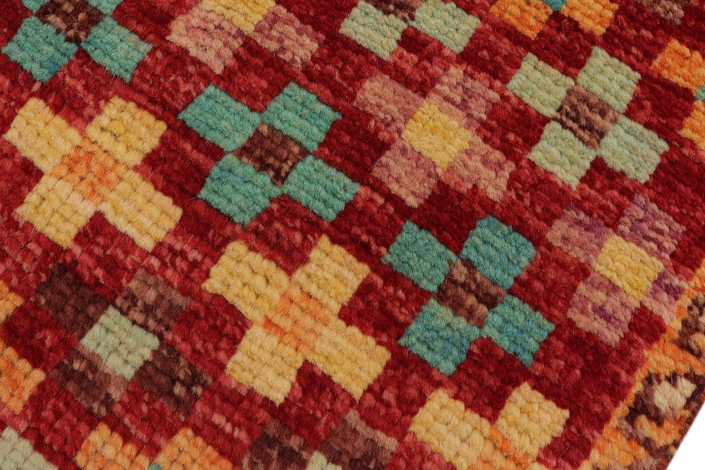 handmade Modern Balouchi Red Blue Hand Knotted RECTANGLE 100% WOOL area rug 3x5