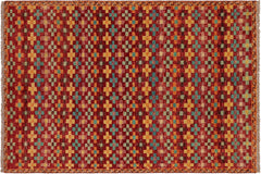 handmade Modern Balouchi Red Blue Hand Knotted RECTANGLE 100% WOOL area rug 3x5