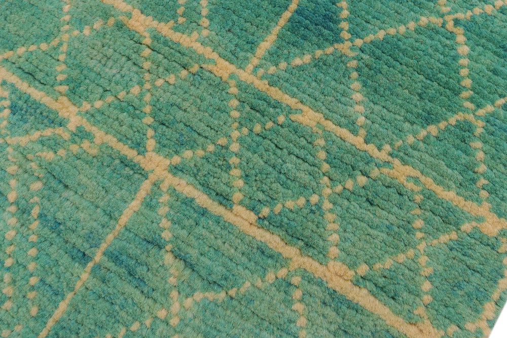handmade Modern Balouchi Blue Beige Hand Knotted RECTANGLE 100% WOOL area rug 3x5