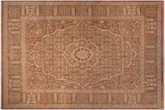handmade Transitional Tajdar Brown Tan Hand Knotted RECTANGLE 100% WOOL area rug 9x12