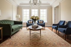 handmade Transitional Anmol Agra Taupe Beige Hand Knotted RECTANGLE 100% WOOL area rug 9x13
