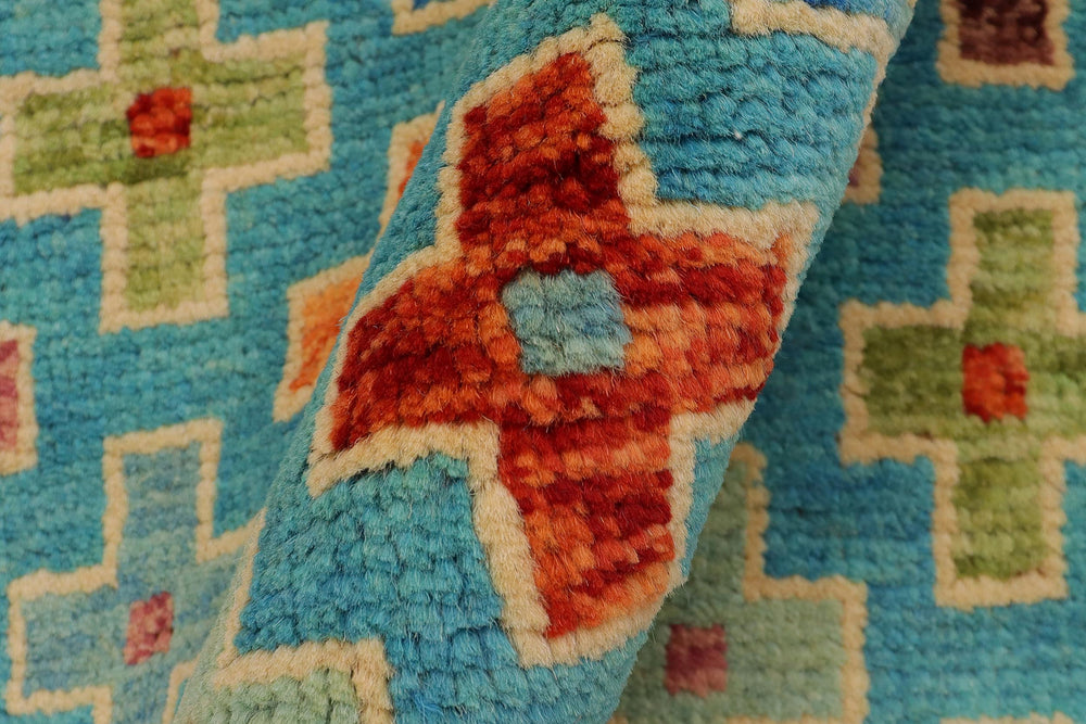 handmade Modern Balouchi Blue Rust Hand Knotted RECTANGLE 100% WOOL area rug 3x5