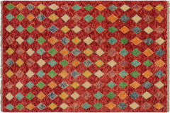 handmade Modern Balouchi Red Blue Hand Knotted RECTANGLE 100% WOOL area rug 3x5