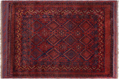 handmade Geometric Balouchi Red Blue Hand Knotted RECTANGLE 100% WOOL area rug 5x6