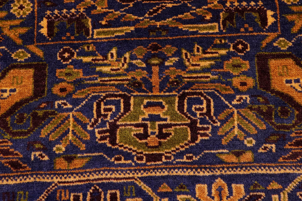 handmade Geometric Balouchi Blue Brown Hand Knotted RECTANGLE 100% WOOL area rug 4x7