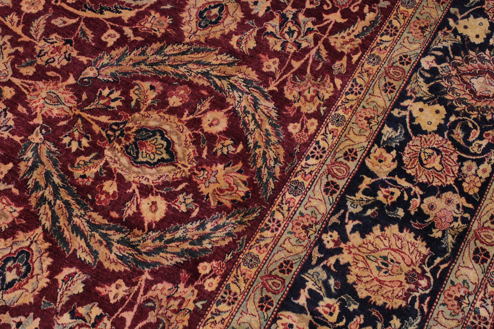 handmade Traditional Dabir Maroon Blue Hand Knotted RECTANGLE 100% WOOL area rug 9x12
