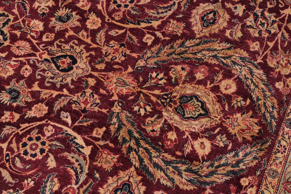 handmade Traditional Dabir Maroon Blue Hand Knotted RECTANGLE 100% WOOL area rug 9x12