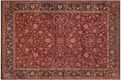handmade Traditional Dabir Maroon Blue Hand Knotted RECTANGLE 100% WOOL area rug 9x12