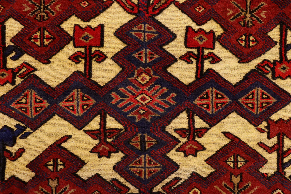 handmade Geometric Balouchi Tan Red Hand Knotted RECTANGLE 100% WOOL area rug 3x4