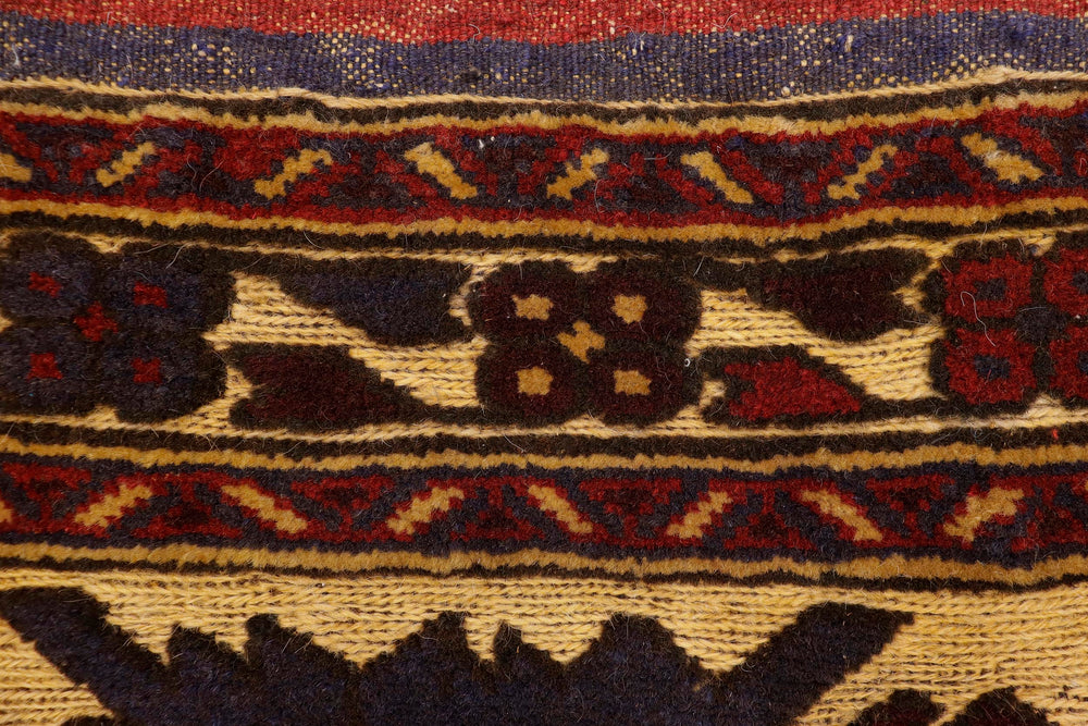 handmade Geometric Balouchi Tan Red Hand Knotted RECTANGLE 100% WOOL area rug 3x4