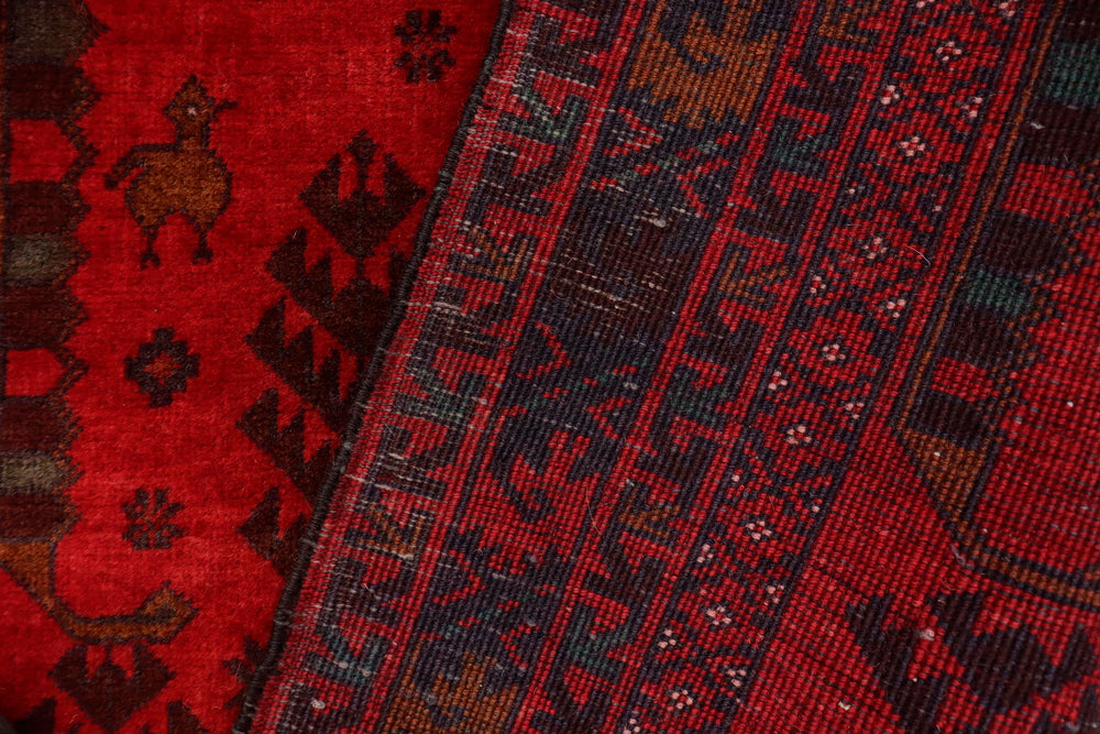 handmade Geometric Balouchi Red Blue Hand Knotted RECTANGLE 100% WOOL area rug 3x6