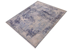 handmade Modern Modern Blue Gray Hand Knotted RECTANGLE WOOL&SILK area rug 8' x 10'