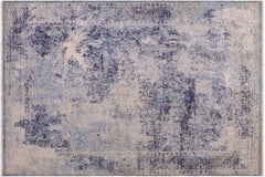 handmade Modern Modern Blue Gray Hand Knotted RECTANGLE WOOL&SILK area rug 8' x 10'