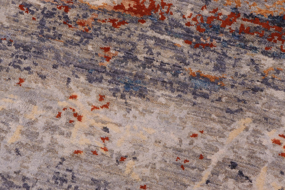 handmade Modern Modern Blue Rust Hand Knotted RECTANGLE WOOL&SILK area rug 10' x 14'