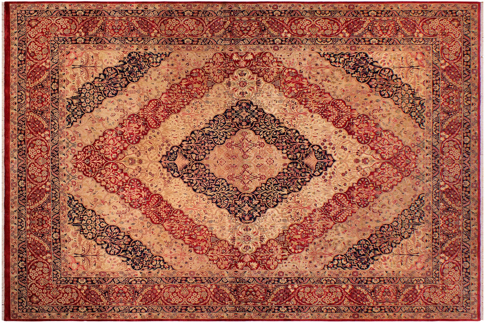 handmade Traditional Compartment Red Red Hand Knotted RECTANGLE 100% WOOL area rug 9x12